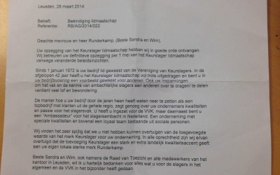 Mooie woorden van de vereniging van Keurslagers