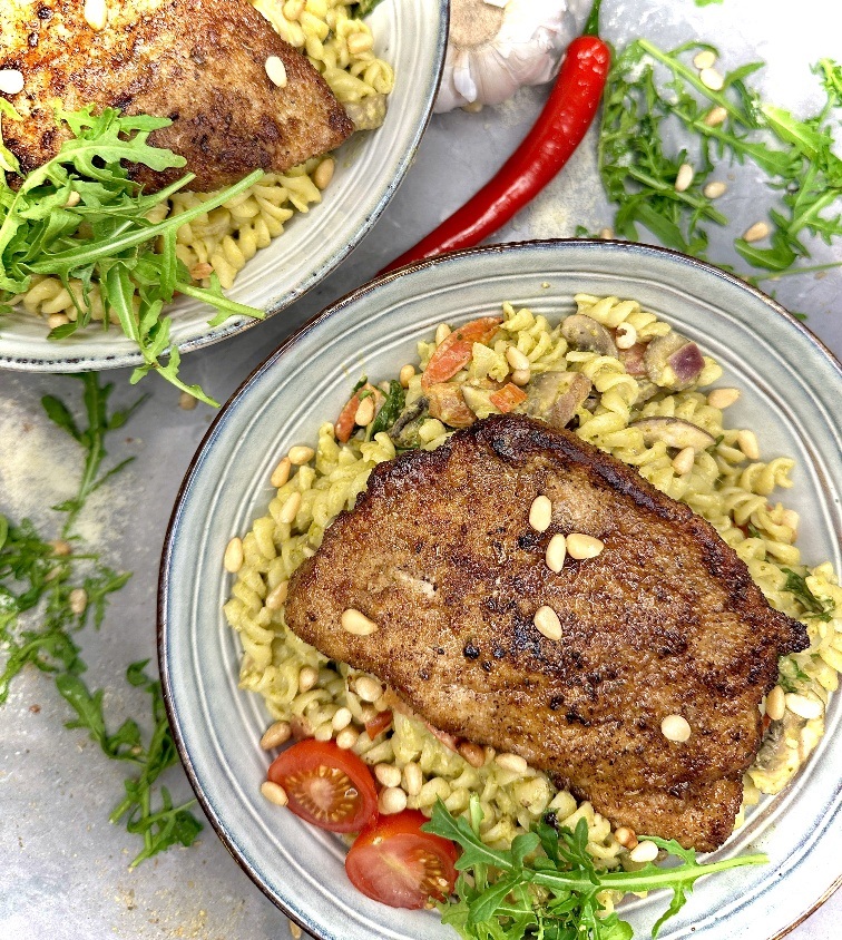Kalfsschnitzel met Pasta Pesto